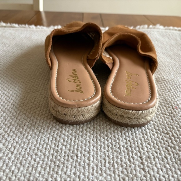 Sam Edelman Austin Tan Cognac Suede Woven Espadrille Slides Sandals Size 8M - Picture 3 of 6